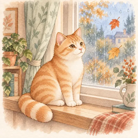 Atigrado naranja · Mirando las hojas pasar