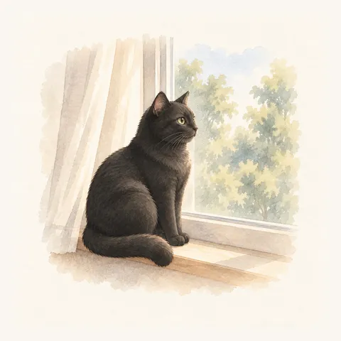 Black Cat · Morning light softens the outline