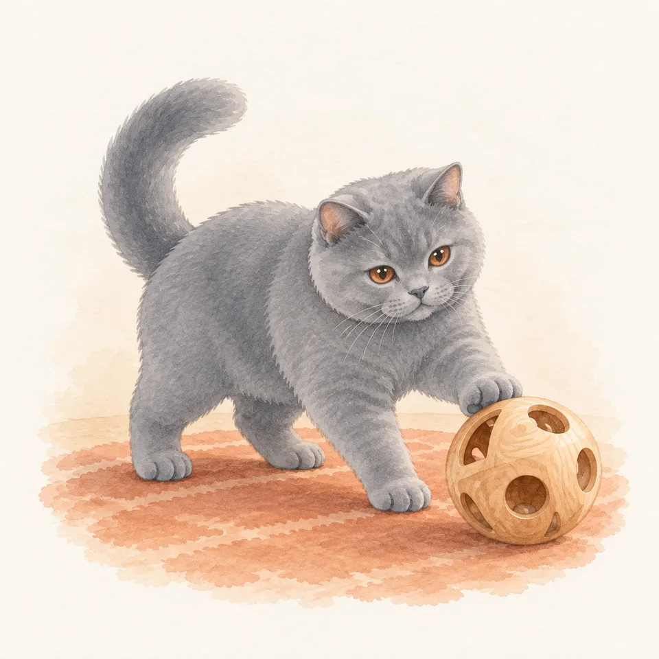 Británico de pelo corto · Un toque cuidadoso a la pelota de juego