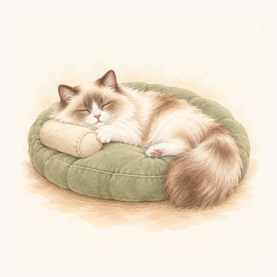 Ragdoll · Tanto pelo suave encuentra su almohada